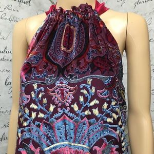 Hale Bob Velvet Burgundy Silk Top Size Extra Small